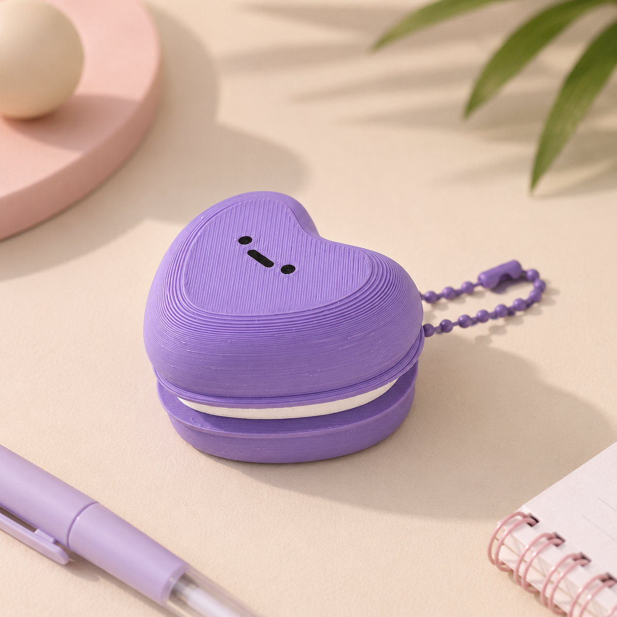 Heart Macaron Clicker Lillac – 3D Printed Fidget Toy PLA 5 cm