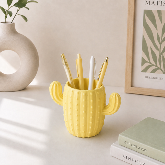 Cactus Pen Holder – 3D Printed Desk Organizer, Cute Pencil Cup & Modern Office Decor